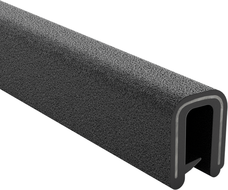 Güçlendirilmiş Plastik Kenar Çıtası, 3/32“-3/16” Genişlik x 7/16" İç Yükseklik, Çakıllı, Siyah