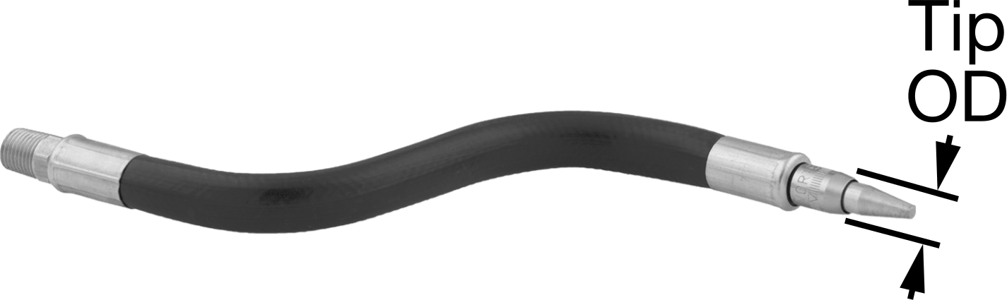 Hava Nozulu, Bend-and-Stay, 1/4 NPT Erkek Girişli, 12-1/4" Uzunluk