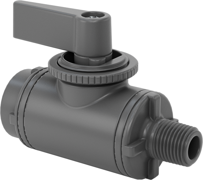 Panele Monte Dişli Açma/Kapama Vanası, İçme Suyu için, PVC Gövde, 1/8 NPT Dişi x Erkek