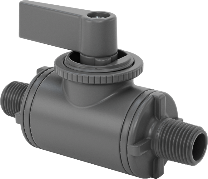 Panele Monte Dişli Açma/Kapama Vanası, İçme Suyu için, Gri PVC Gövde, 1/8 NPT Erkek