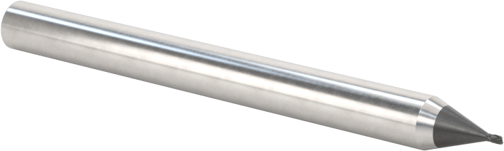 Minyatür Karbür Yuvarlak Kenarlı Kare Uçlu Freze, 2 Yiv, 0,6 mm Freze Çapı, 4 mm Şaft Çapı, 1,2 mm Uzun Boyun