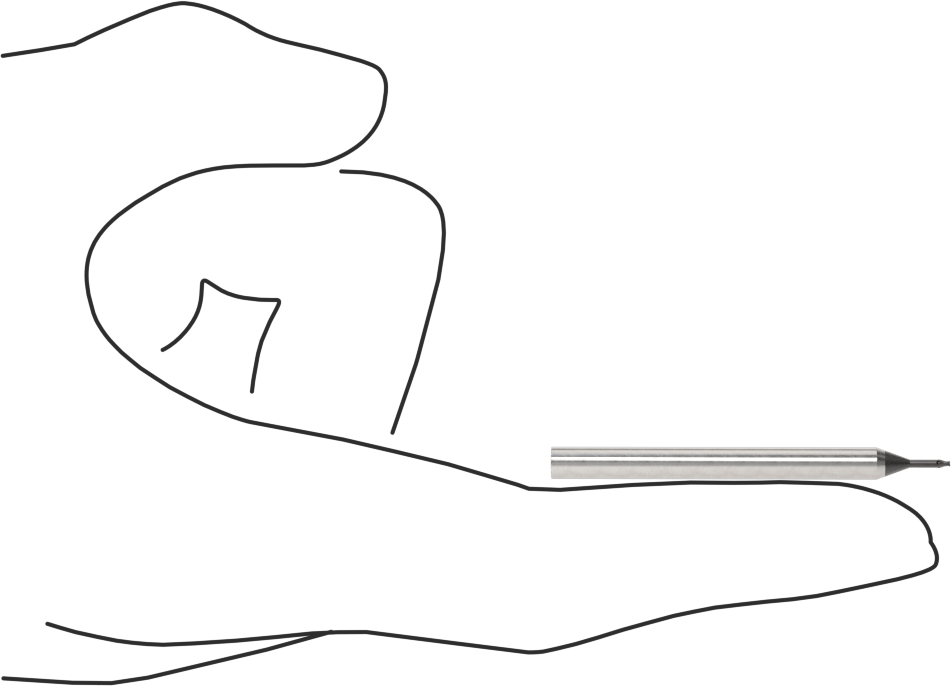 Minyatür Karbür Yuvarlak Kenarlı Kare Uçlu Freze, 2 Yiv, 1 mm Freze Çapı, 4 mm Şaft Çapı, 5 mm Boyun Uzunluğu