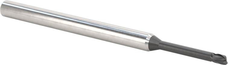 Minyatür Karbür Yuvarlak Kenarlı Kare Uçlu Freze, 2 Yiv, 2 mm Freze Çapı, 4 mm Şaft Çapı, 16 mm Uzun Boyun