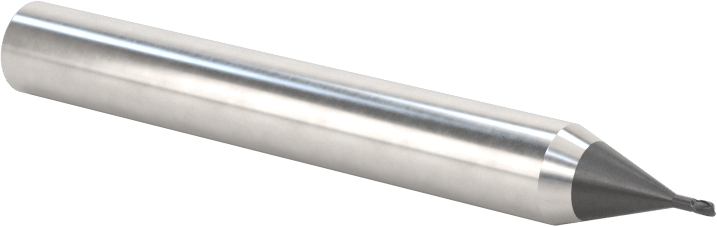 Minyatür Karbür Yuvarlak Kenarlı Kare Uçlu Freze, 2 Yiv, 0,8 mm Freze Çapı, 6 mm Şaft Çapı, 2,5 mm Uzun Boyun