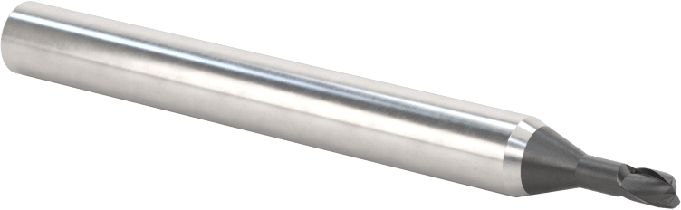 Minyatür Karbür Yuvarlak Kenarlı Kare Uçlu Freze, 2 Yiv, 2,5 mm Freze Çapı, 6 mm Şaft Çapı, 7,5 mm Uzun Boyun