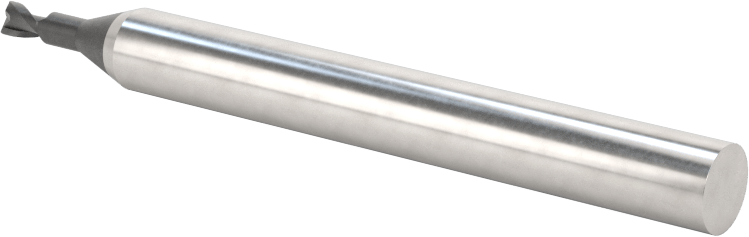 Minyatür Karbür Yuvarlak Kenarlı Kare Uçlu Freze, 2 Yiv, 2,5 mm Freze Çapı, 6 mm Şaft Çapı, 7,5 mm Uzun Boyun