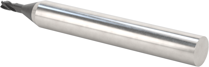 Minyatür Karbür Yuvarlak Kenarlı Kare Uçlu Freze, 4 Kanallı, 2 mm Freze Çapı, 6 mm Şaft Çapı, 6 mm Boyun Uzunluğu