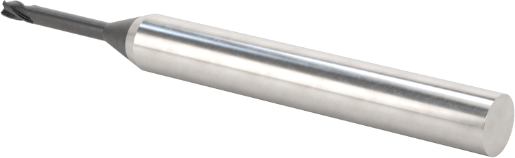 Minyatür Karbür Yuvarlak Kenarlı Kare Uçlu Freze, 4 Kanallı, 2 mm Freze Çapı, 6 mm Şaft Çapı, 14 mm Uzun Boyun