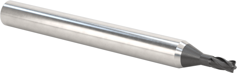 Minyatür Karbür Yuvarlak Kenarlı Kare Uçlu Freze, 4 Kanallı, 2,5 mm Freze Çapı, 6 mm Şaft Çapı, 7,5 mm Uzun Boyun