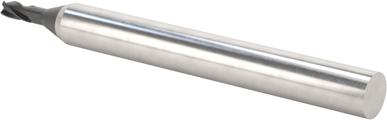 Minyatür Karbür Yuvarlak Kenarlı Kare Uçlu Freze, 4 Kanallı, 2,5 mm Freze Çapı, 6 mm Şaft Çapı, 7,5 mm Uzun Boyun