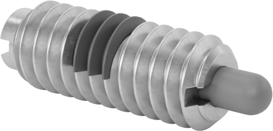 18-8 Paslanmaz Çelik Gövde Yaylı Piston, Uzun Plastik Burunlu, Yarık, 8-32 Diş, 1-3,3 lb. Burun Kuvveti