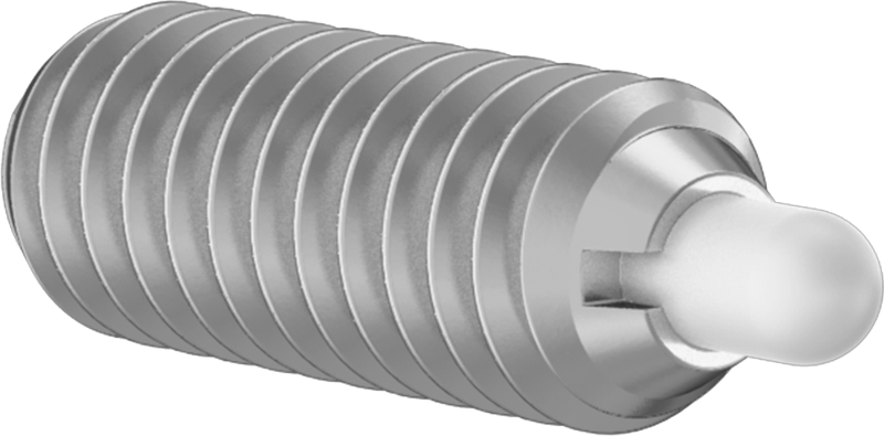 18-8 Paslanmaz Çelik Gövde Yaylı Piston, Uzun Plastik Burunlu, Yarık, 8-32 Diş, 1-3,3 lb. Burun Kuvveti