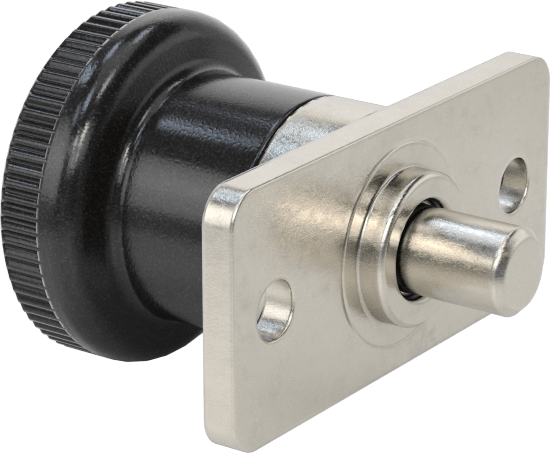 Plaka Montajlı Geri Çekilebilir Yaylı Piston, Twist-to-Lock, 0,31" Çapında Paslanmaz Çelik Burun, Naylon Tutamak, 1,87" Uzunluk