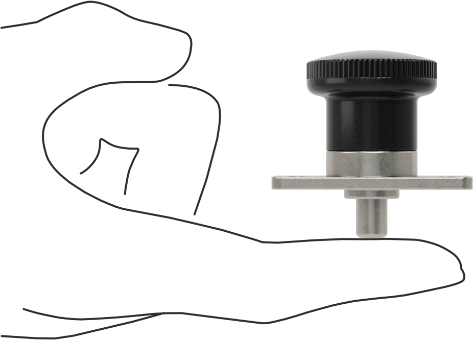 Plaka Montajlı Geri Çekilebilir Yaylı Piston, Twist-to-Lock, 0,31" Çapında Paslanmaz Çelik Burun, Naylon Tutamak, 1,87" Uzunluk