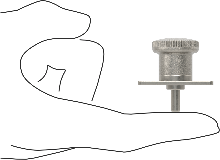 Plaka Montajlı Geri Çekilebilir Yaylı Piston, Twist-to-Lock, 0,2 inç Çaplı Paslanmaz Çelik Burun, Paslanmaz Çelik Tutamak, 1.57" Uzunluk