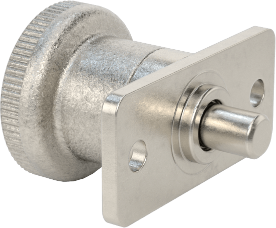 Plaka Montajlı Geri Çekilebilir Yaylı Piston, Twist-to-Lock, 0,31" Çapında Paslanmaz Çelik Burun, Paslanmaz Çelik Tutamak, 1,87" Uzunluk