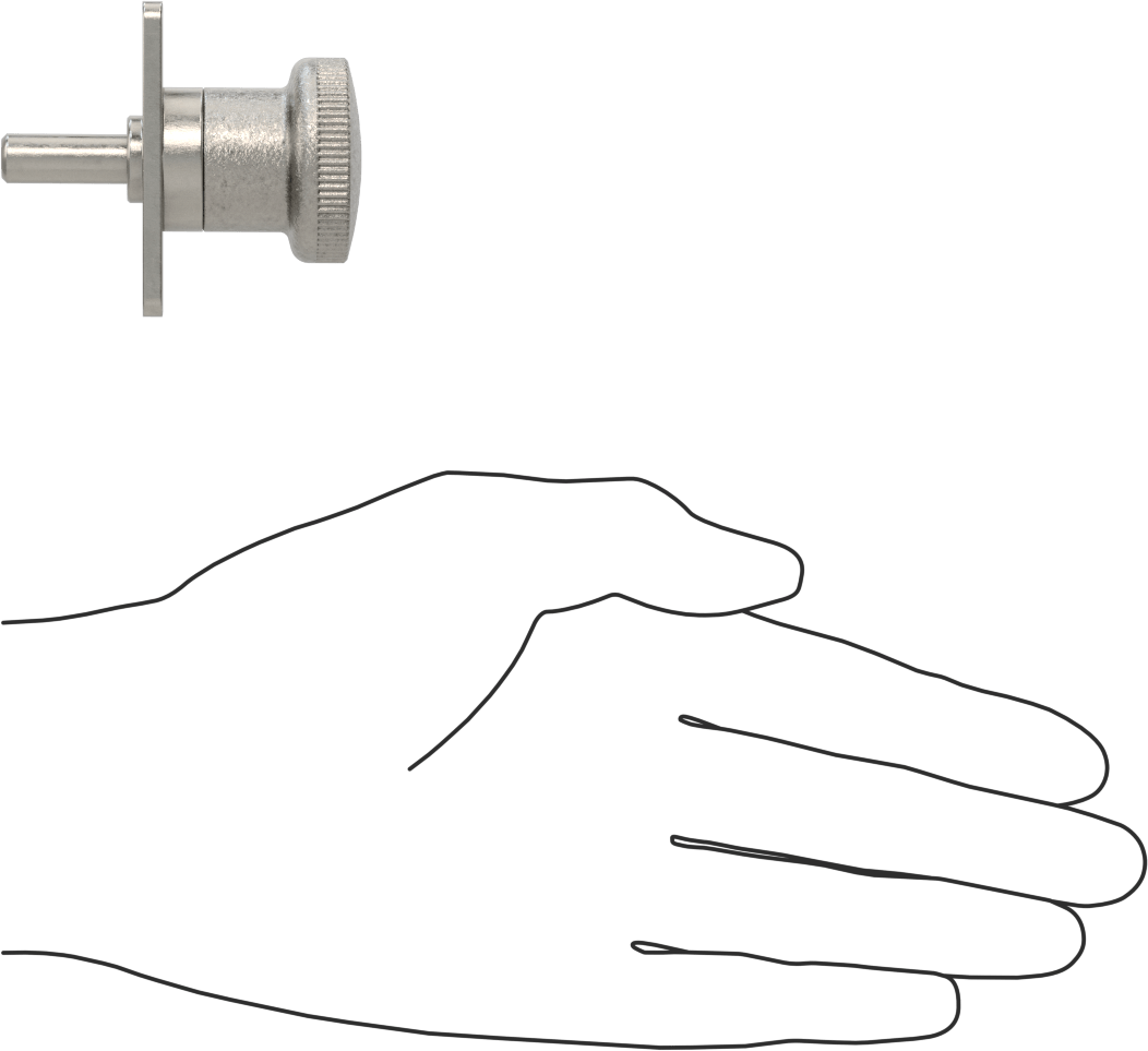 Plaka Montajlı Geri Çekilebilir Yaylı Piston, Twist-to-Lock, 0,31" Çapında Paslanmaz Çelik Burun, Paslanmaz Çelik Tutamak, 2,27 inç uzunluk