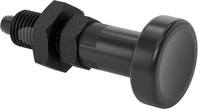 Çelik Topuz Tutamaklı Geri Çekilebilir Yaylı Piston, Siyah Oksit, Bükümlü Kilit, 3/8"-24 Diş Boyutu