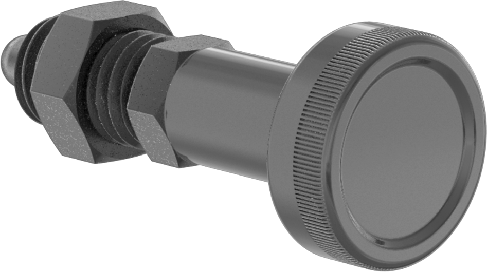 Çelik Topuz Tutamaklı Geri Çekilebilir Yaylı Piston, Siyah Oksit, Bükümlü Kilit, 1/2"-13 Boyut