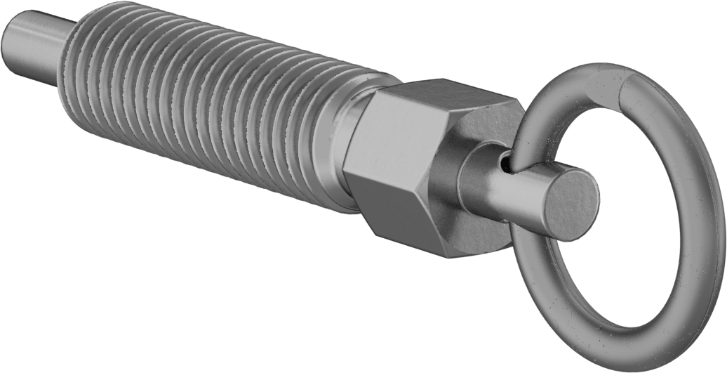 Pirinç Halka Tutamaklı Geri Çekilebilir Yaylı Piston, 5/8"-11 Diş, 2,27 inç Uzunlukta Diş