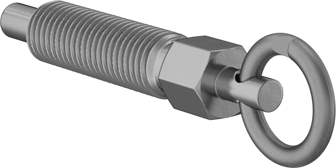 Pirinç Halka Tutamaklı Geri Çekilebilir Yaylı Piston, 3/4"-10 Diş, 2,69 inç Uzunluklu Diş