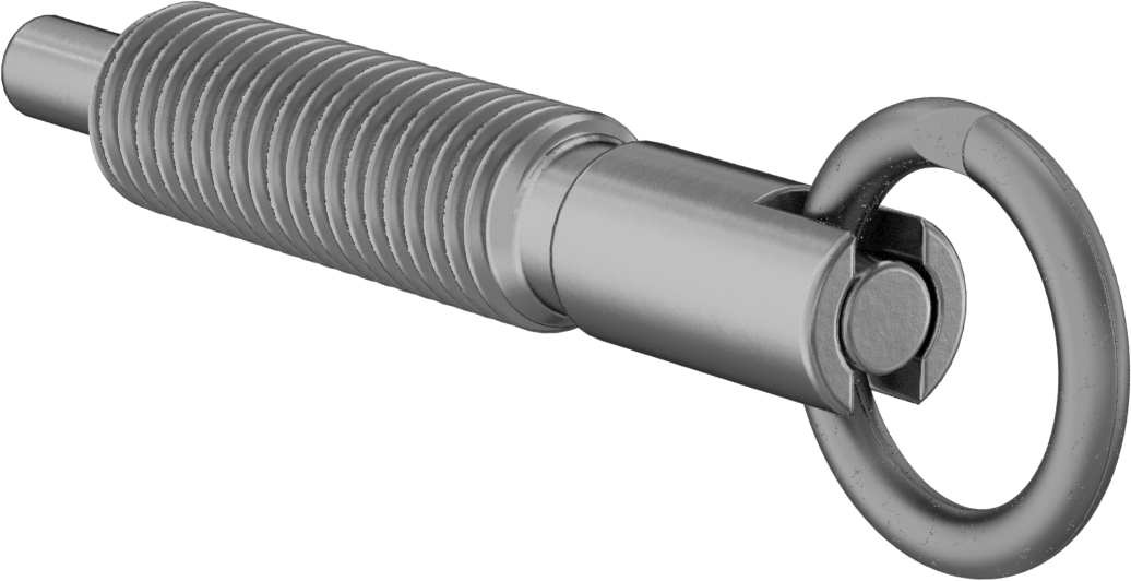 Pirinç Halka Tutamaklı Geri Çekilebilir Yaylı Piston, Twist-Lock, 5/8"-11 Diş, 2,27 inç Uzunlukta Diş