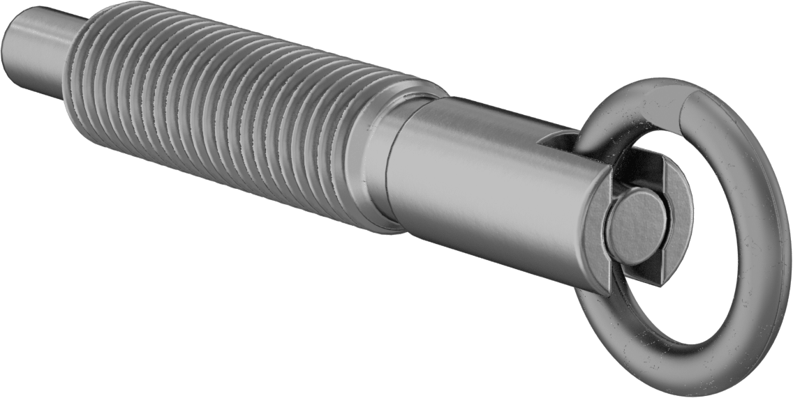 Pirinç Halka Tutamaklı Geri Çekilebilir Yaylı Piston, Twist-Lock, 3/4"-10 Diş, 2,69 inç Uzunluklu Diş