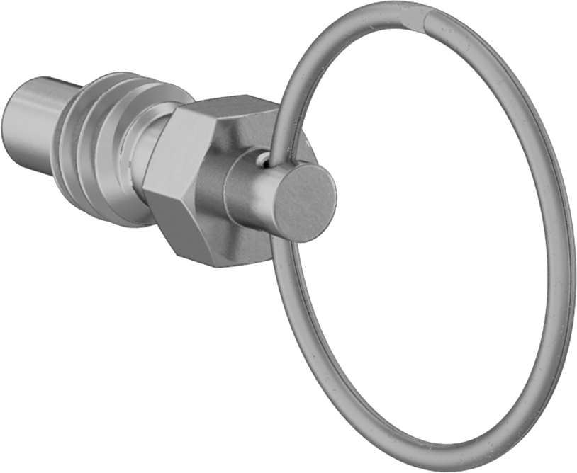 Pirinç Halka Tutamaklı Geri Çekilebilir Yaylı Piston, 1/4"-20 Diş, 0,31" Uzun Diş