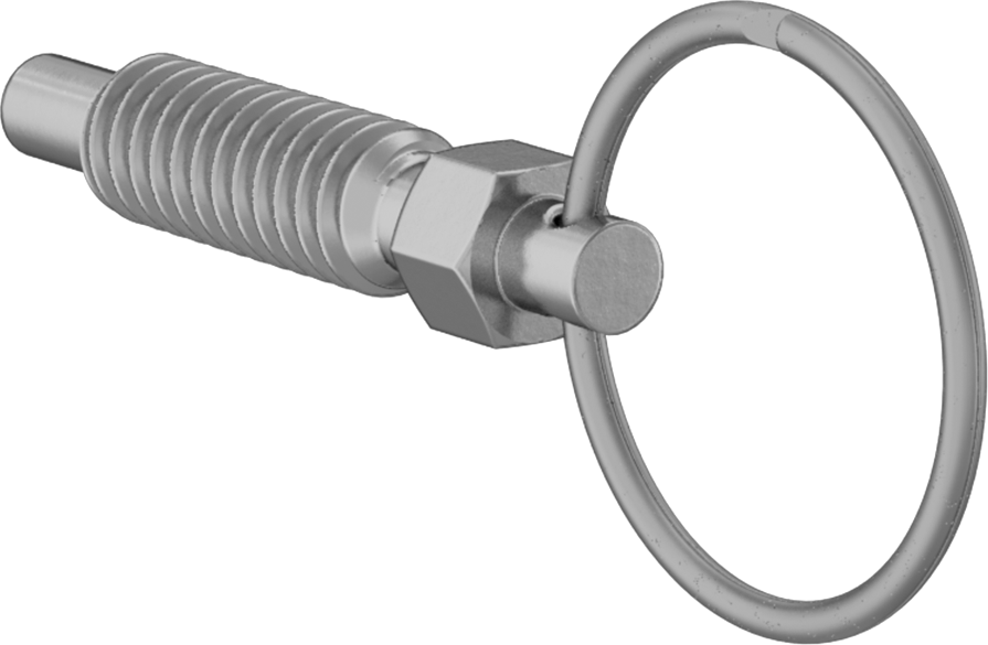 Pirinç Halka Tutamaklı Geri Çekilebilir Yaylı Piston, 1/4"-20 Diş, 0,8" Uzunlukta Diş