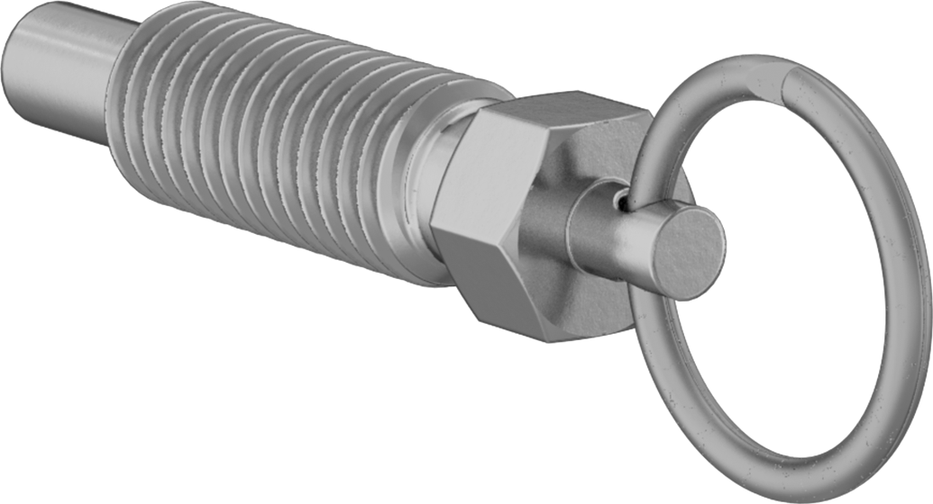 Pirinç Halka Tutamaklı Geri Çekilebilir Yaylı Piston, 1/2"-13 Diş, 1,4 inç Uzunluklu Diş