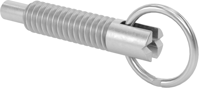 Çelik Halka Tutamaklı Geri Çekilebilir Yaylı Piston, Kilit Burunlu, 1/4"-20 Diş, 1-2,5 lb. Burun Kuvveti