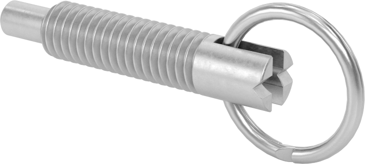 Çelik Halka Tutamaklı Geri Çekilebilir Yaylı Piston, Kilit Burunlu, 3/8"-16 Diş, 2-4 lb. Burun Kuvveti