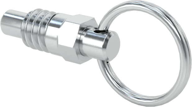 Çelik Halka Tutamaklı Geri Çekilebilir Yaylı Piston, 1/4"-20 Diş Boyutu, 0,62" Sap Çapı