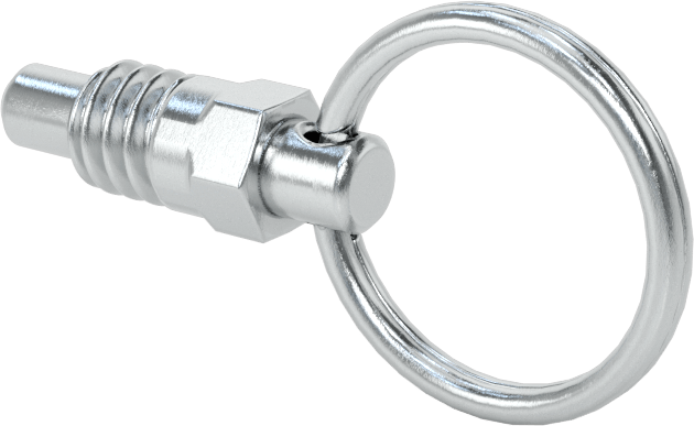 Çelik Halka Tutamaklı Geri Çekilebilir Yaylı Piston, 1/4"-20 Diş Boyutu, 0,75" Tutamak Çapı