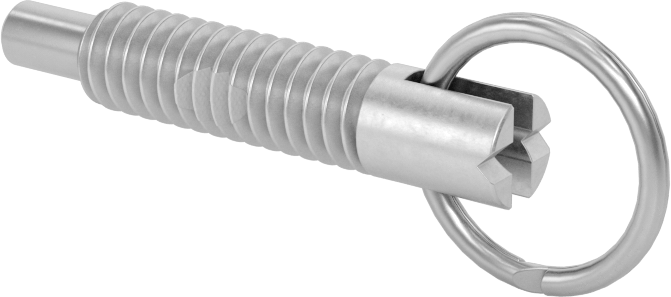 Çelik Halka Tutamaklı Geri Çekilebilir Yaylı Piston, Kilit Burunlu, 1/4"-20 Diş, 1-2,5 lb. Burun Kuvveti