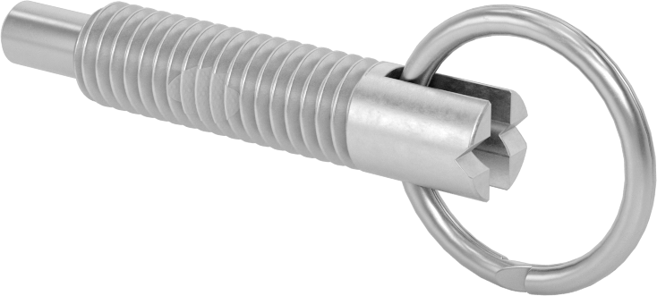 Çelik Halka Tutamaklı Geri Çekilebilir Yaylı Piston, Kilit Burunlu, 3/8"-16 Diş, 2-4 lb. Burun Kuvveti