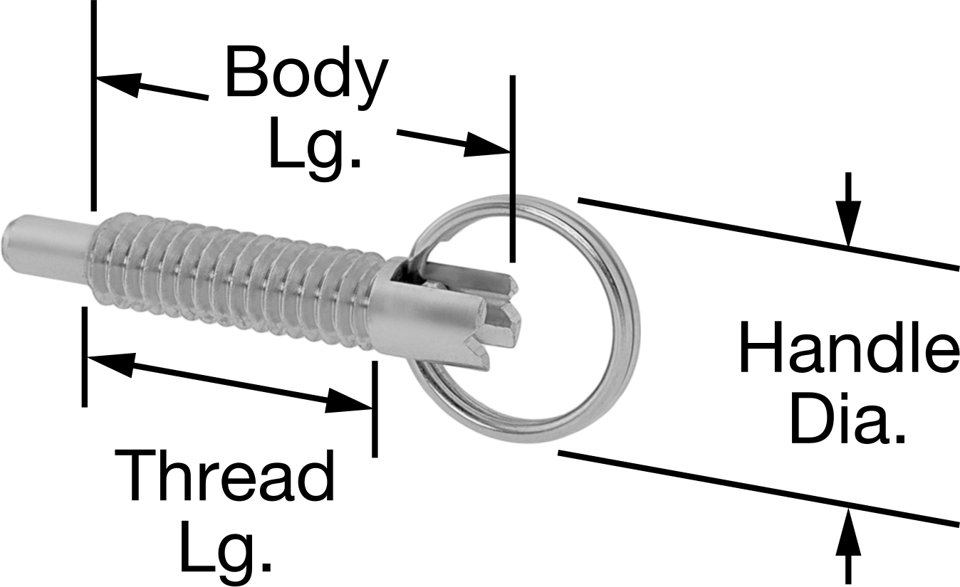 Pirinç Halka Tutamaklı Geri Çekilebilir Yaylı Piston, Twist-Lock, 1/4"-20 Diş, 0,31" Uzun Diş