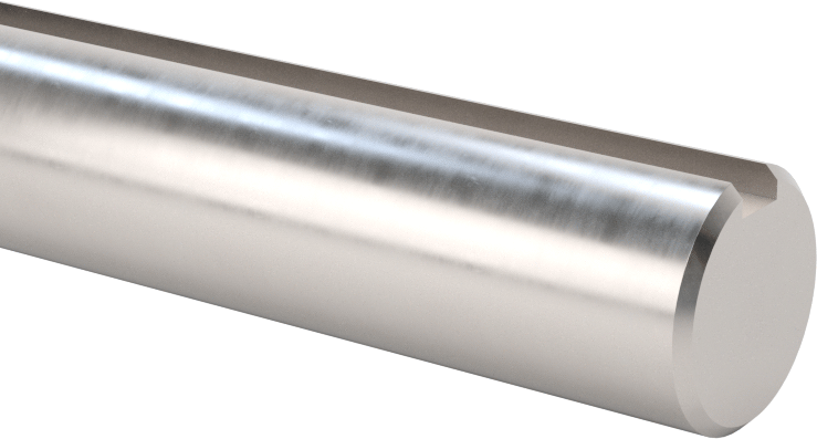 Malzeme Sertifikalı Anahtarlı Döner Mil, 1045 Karbon Çelik, 1/2" Çap, 3" Uzunluk