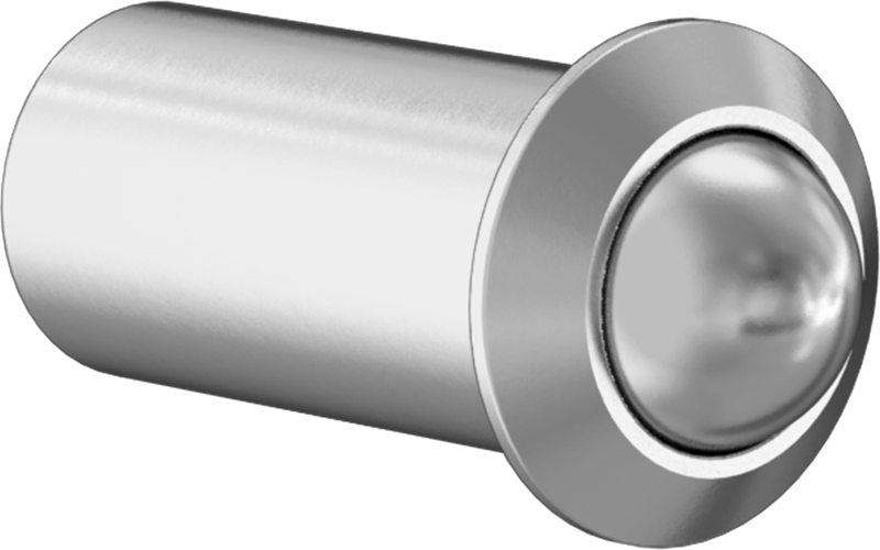 Presle Takılan Paslanmaz Çelik Küresel Burunlu Yaylı Piston, 0,188" Gövde Çapı, 1 ila 2,5 lb. Kuvvet