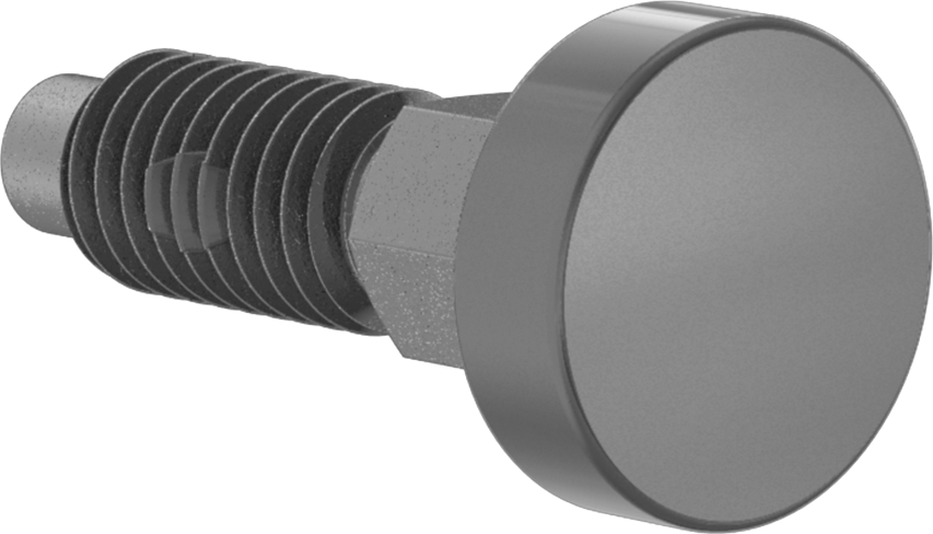 Düğme Tutamaklı Geri Çekilebilir Yaylı Piston, Twist-Lock, Siyah Oksit Çelik Gövde ve Çelik Burun, 3/8"-16