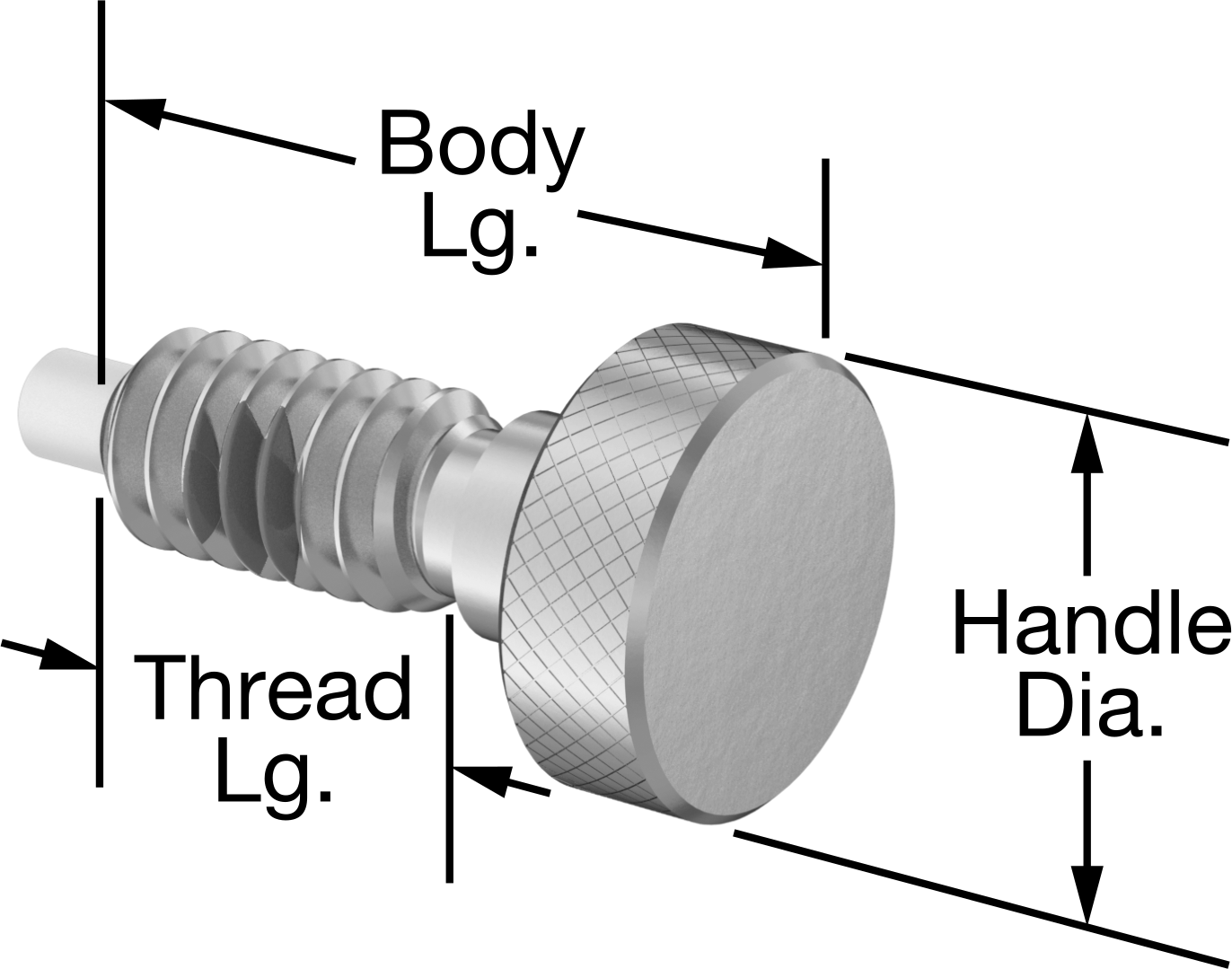Düğme Tutamaklı Geri Çekilebilir Yaylı Piston, Çelik Gövde ve Asetal Burunlu, 1/4"-20 Diş, 1/2" Diş Uzunluğu