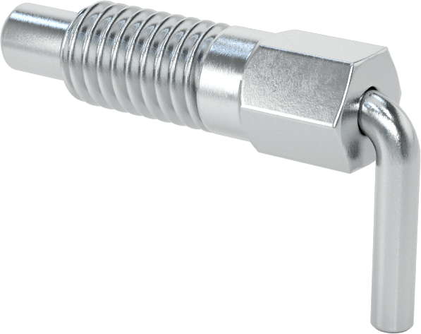 Çelik L-Kollu Geri Çekilebilir Yaylı Piston, M6x1, 10 mm Uzun Diş
