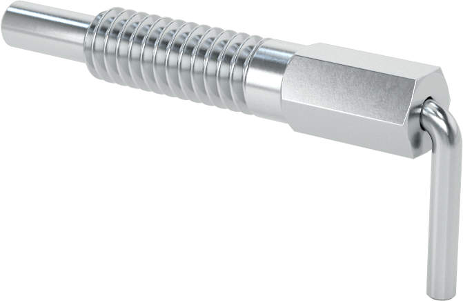 Çelik L-Kollu Geri Çekilebilir Yaylı Piston, 1/4"-20 Diş, 0,67" Uzun Diş