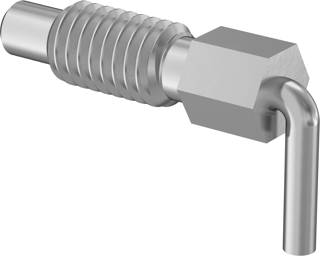 Çelik L-Kollu Geri Çekilebilir Yaylı Piston, 3/8"-16 Diş, 0,75" Uzunlukta Diş