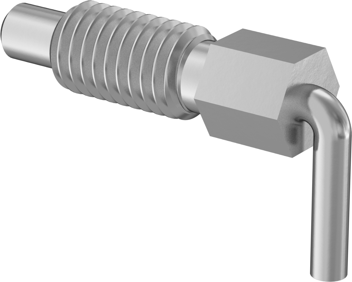 Çelik L-Kollu Geri Çekilebilir Yaylı Piston, 1/2"-13 Diş, 1" Uzunluk Diş