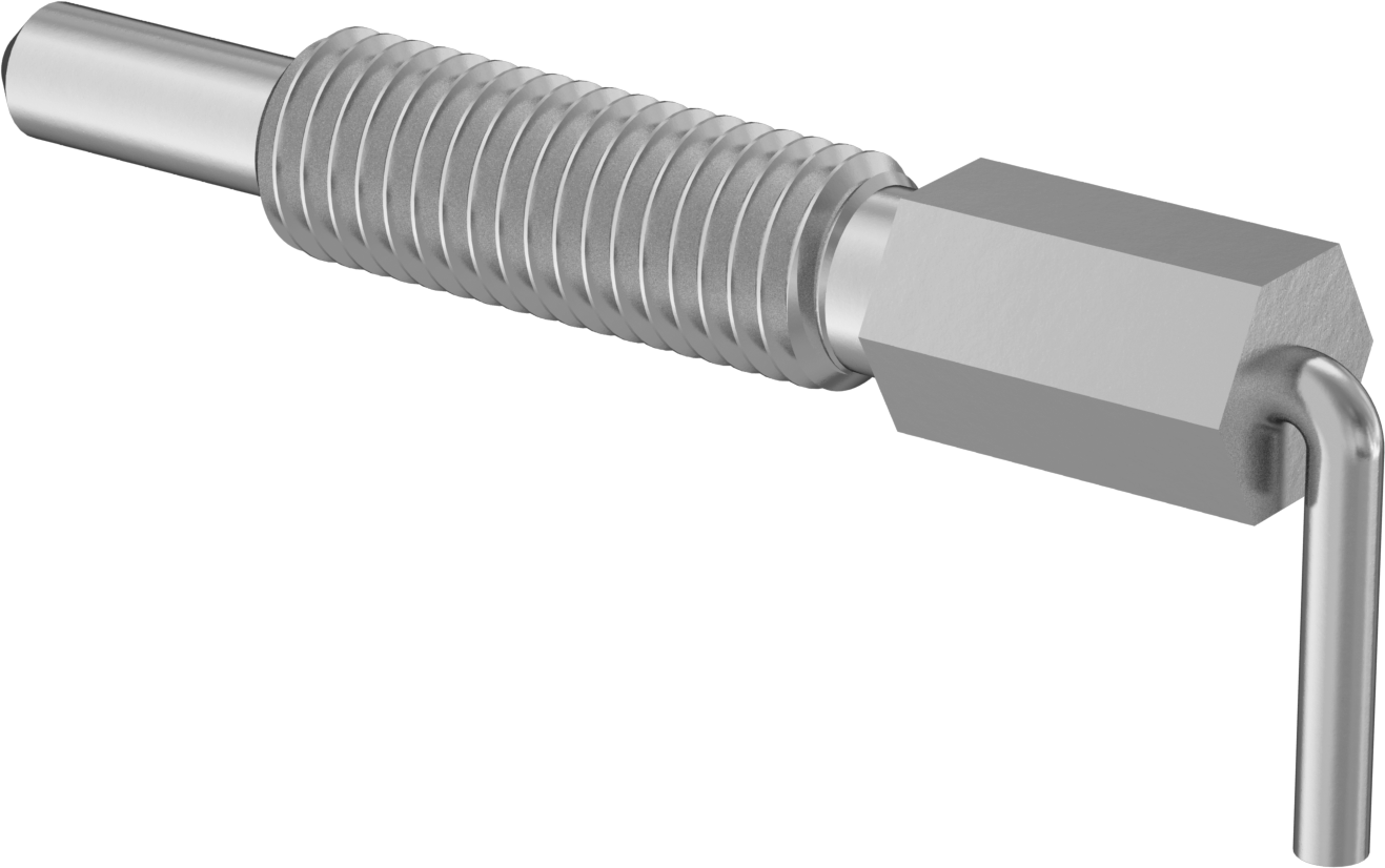 Çelik L-Kollu Geri Çekilebilir Yaylı Piston, 5/8"-11 Diş, 2" Uzunlukta Diş