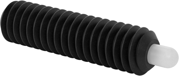 Uzun Asetal Plastik Burunlu Çelik Yaylı Piston, Siyah Oksit Çelik Gövde, 8-32 Diş, 0,7-2,3 lb. Kuvvet