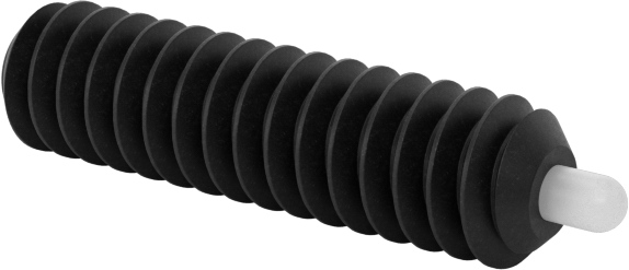 Uzun Asetal Plastik Burunlu Çelik Yaylı Piston, Siyah Oksit Çelik Gövde, 6-32 Diş, 1,5-4,5 lb. Kuvvet