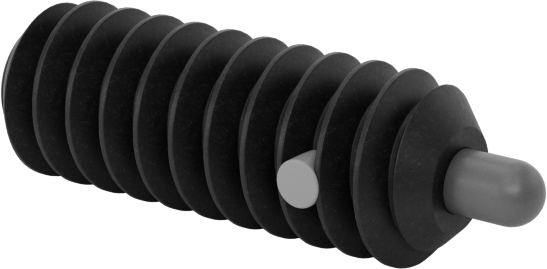 Uzun Asetal Plastik Burunlu Çelik Yaylı Piston, Siyah Oksit Çelik Gövde, 6-32 Diş, 0,5-3,5 lb. Kuvvet