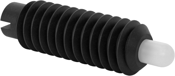 Uzun Asetal Plastik Burunlu Çelik Yaylı Piston, Yarık, Siyah Oksit, 8-32 Boyut, 0,5-2 lbs. Burun Kuvveti